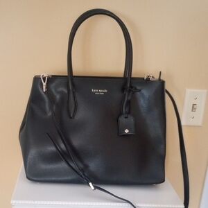 Kate Spade Black Leather Satchel Tote Bag